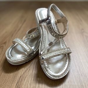 Silver sandals with rhinestones size 10